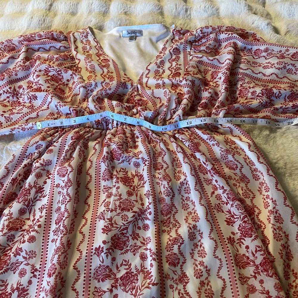 Justify Red and White Patterned High Low  boho dress - Picture 9 of 13